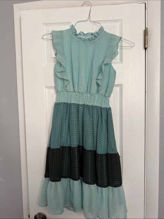 Aqua Other - Aqua Mint and Teal Tiered Ruffle Dress